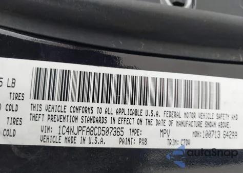 2012 Jeep Patriot Latitude z USA, uszkodzony, nr VIN 1C4NJPFA8CD507365